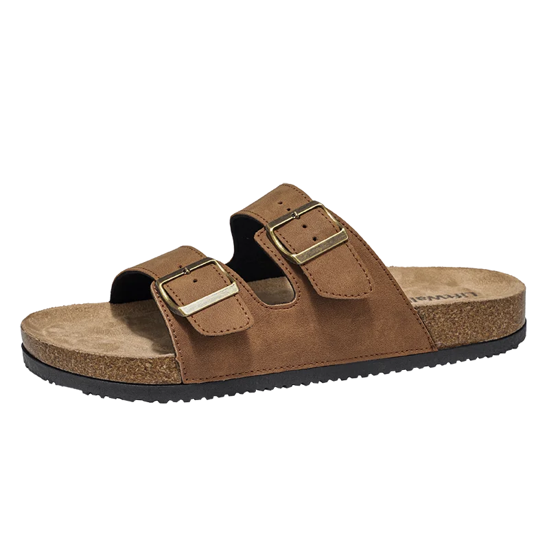 ArchWallk unisex cork sandals - side view with double buckle straps