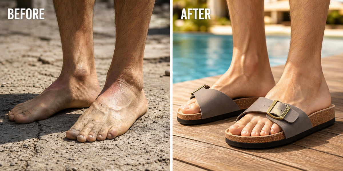 ArchWallk cork beach slippers - worn on the beach