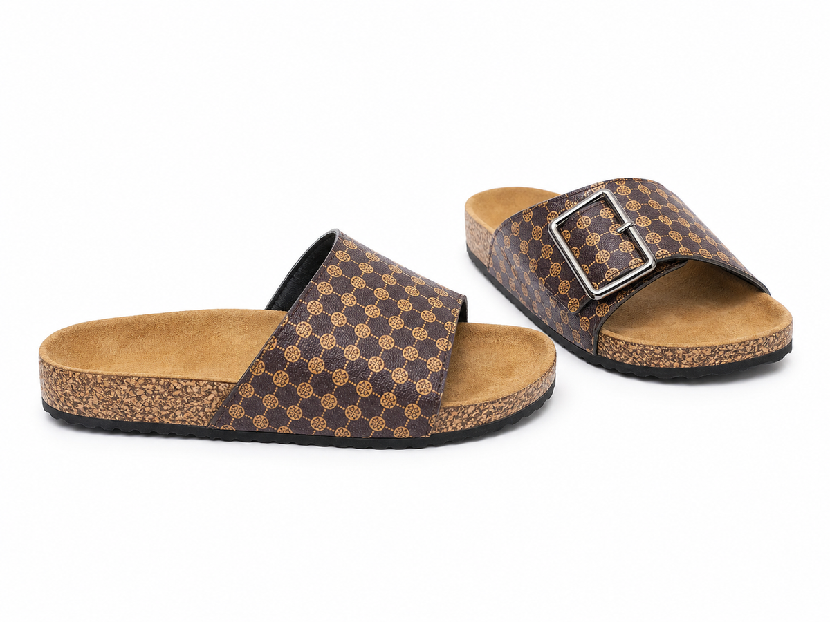 ArchWallk Wood Grain Slip-On Slippers - lifestyle photo