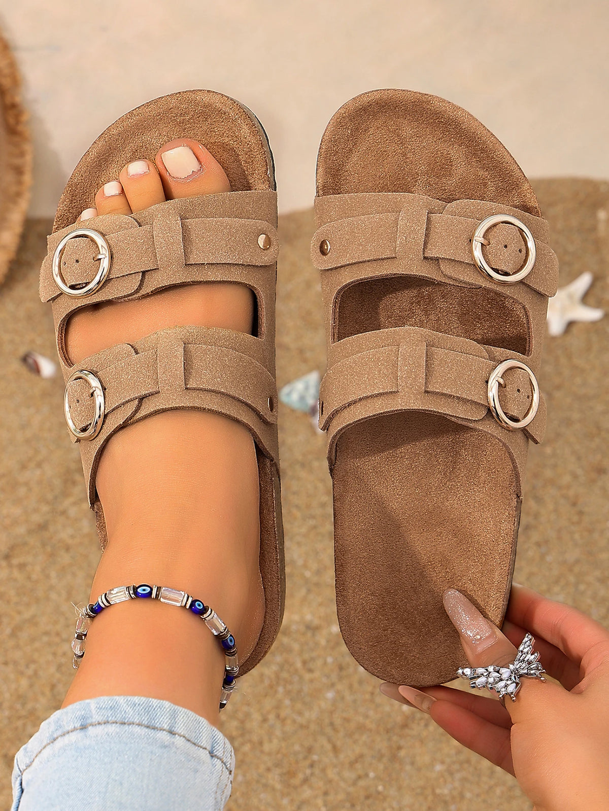 ArchWallk Cork Beach Sandals Women Double Strap - lifestyle photo