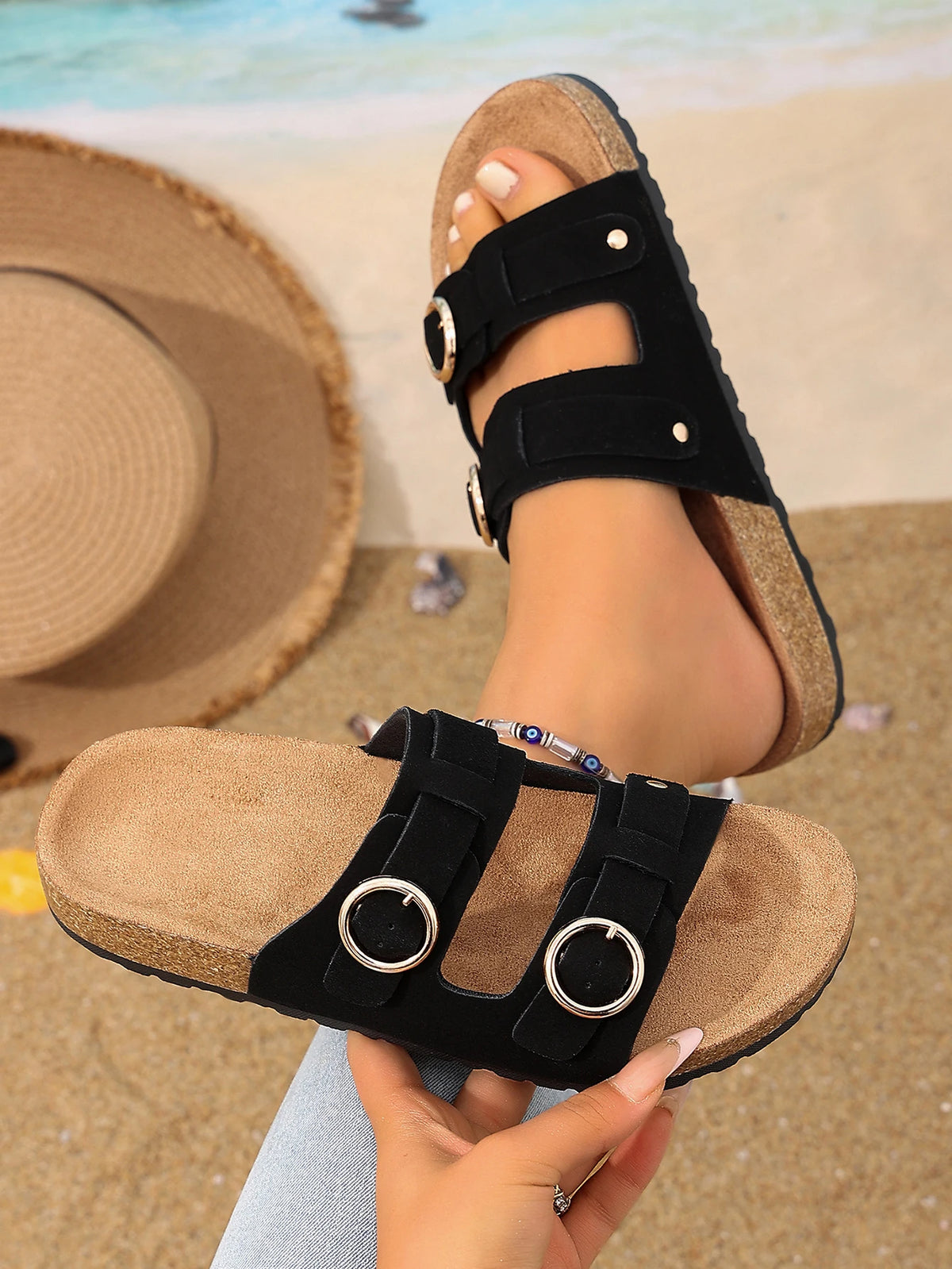 ArchWallk women's cork beach sandals - double strap, side view