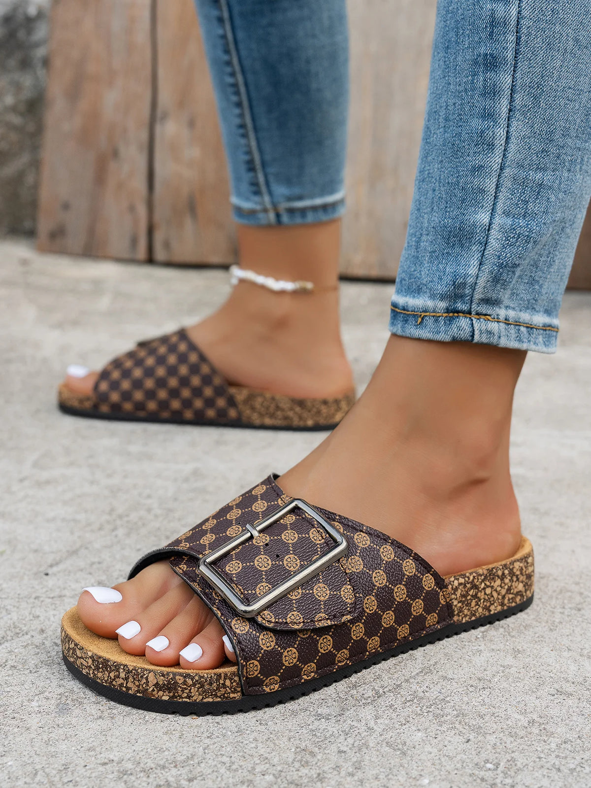 ArchWallk Wood Grain Slip-On Slippers - lifestyle photo